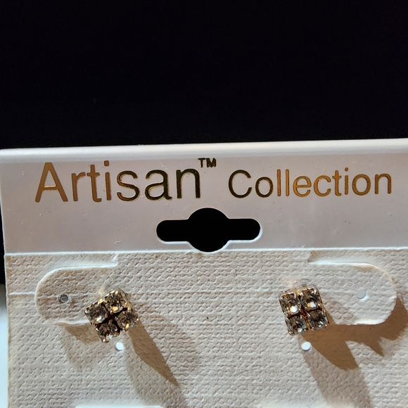 Artisan Collection 2 pair earrings genuine Austrian Crystals silver tone US Made - Picture 4 of 7